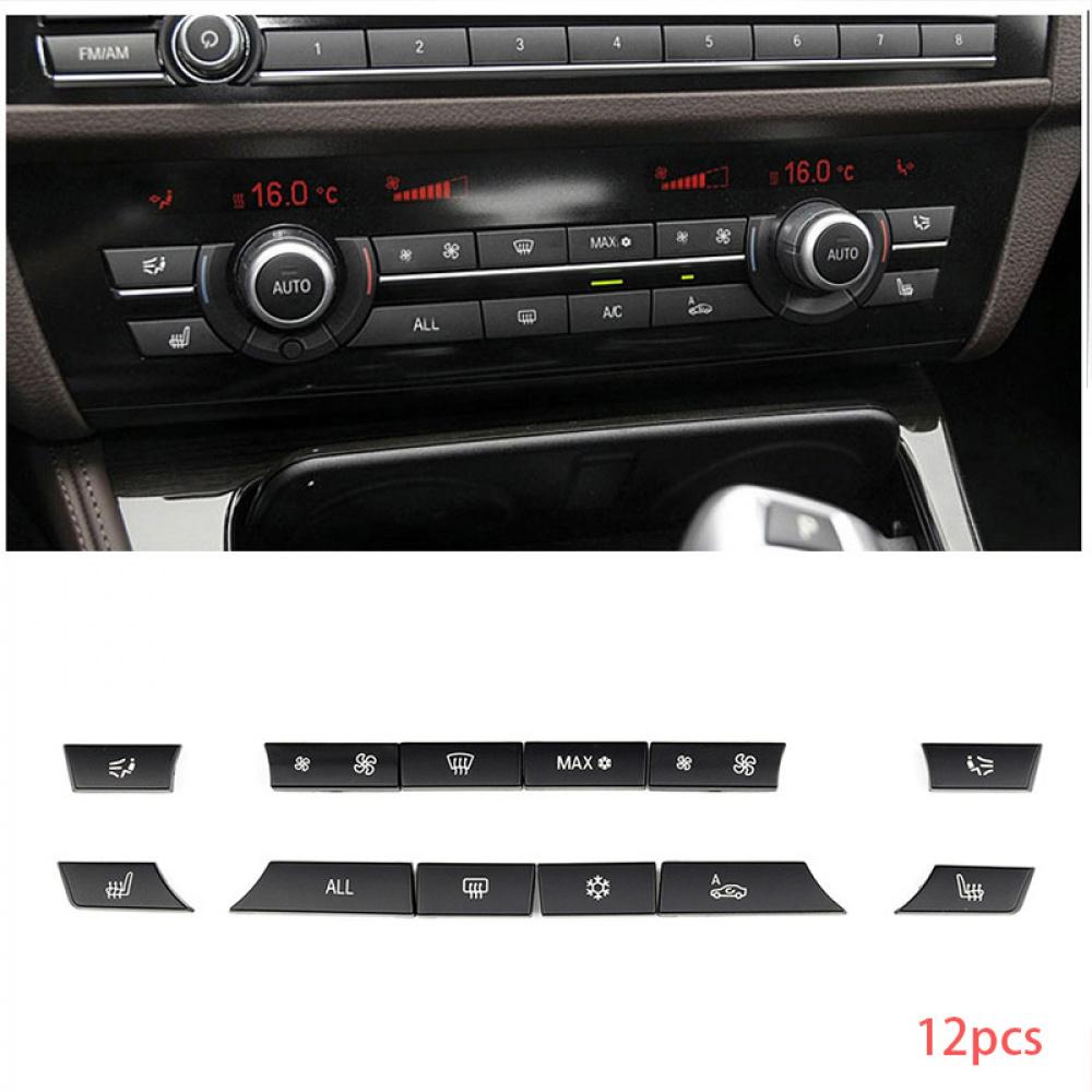 12 Buttons Key Caps Repair Kit A/C Heater Switch Covers For BMW F07 F10 F11 F01
