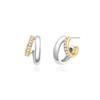 Ania Haie Two-Tone Sparkling Stud Hoop 925 Silver Earrings E072-05T