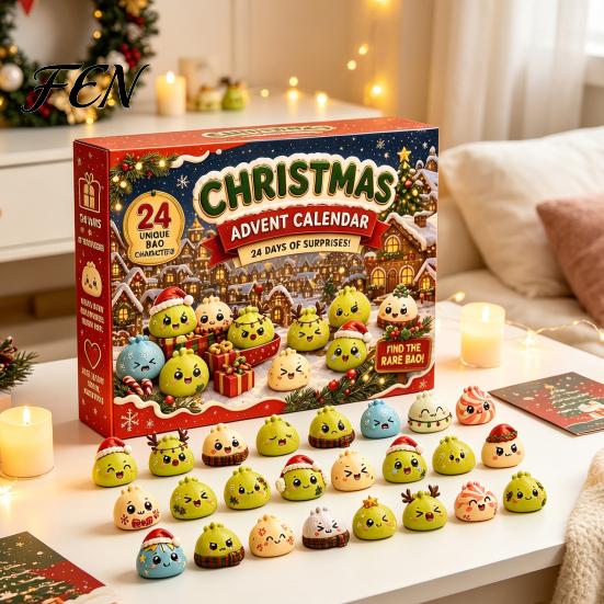 Christmas Advent Calendar Squeezy Toy 2026, 24 Days Dumpling Toys Countdown Plush Calendar, Decor Jumbo Mini Glitter for Stress Relief Festive