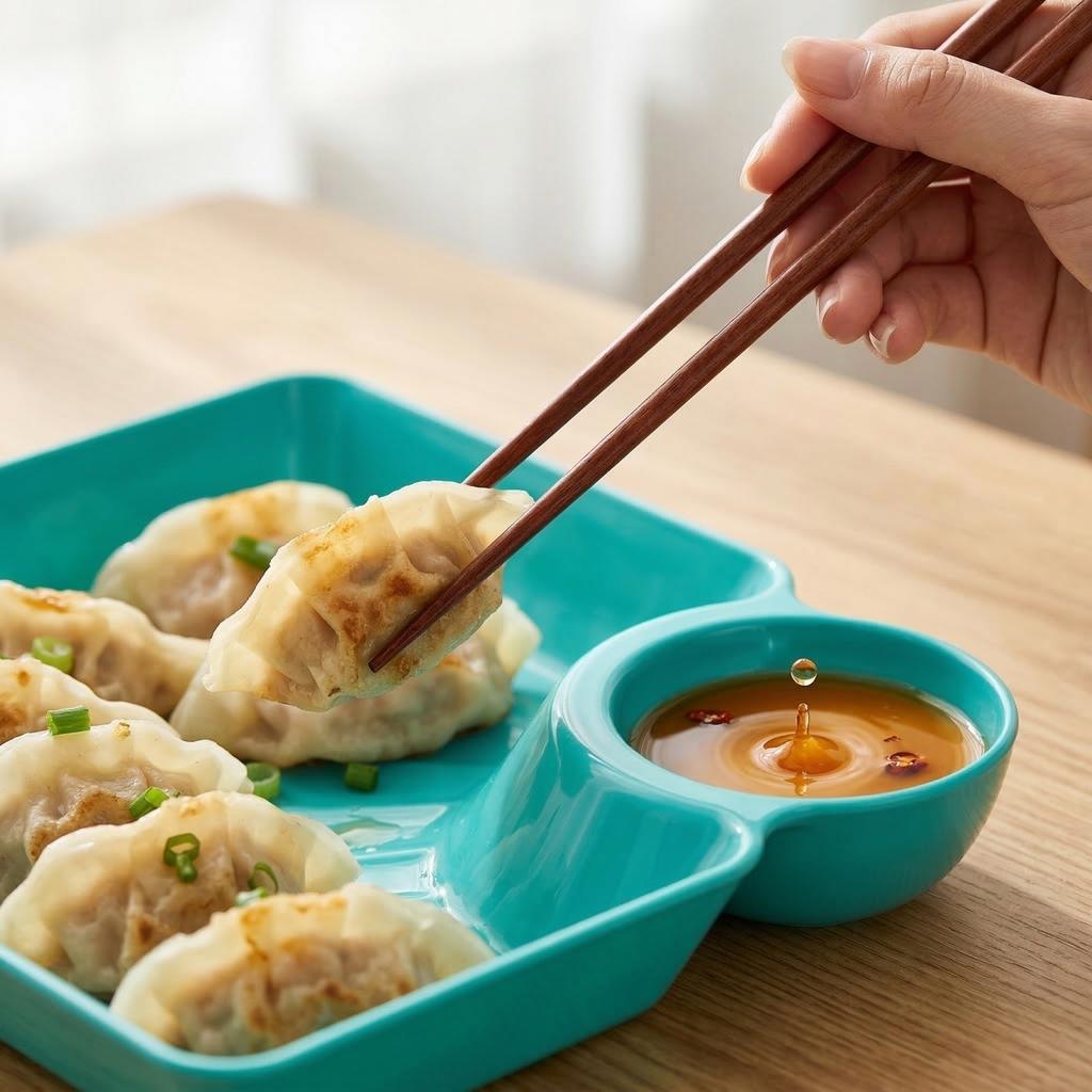 Creative PP Plastic Dumpling Plate With Dipping Dish, Dish Integrated Chicken And French Fries Fast Food Compartment Plate