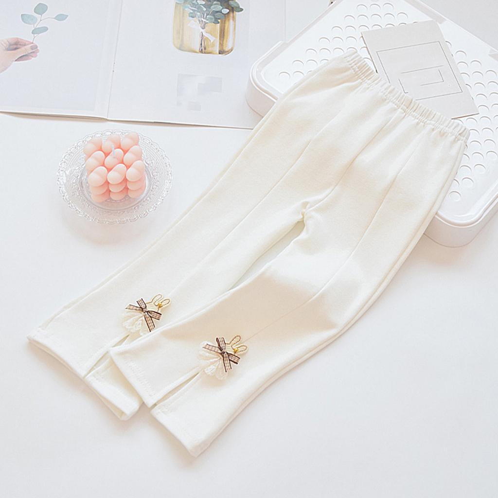 Girls Ribbed Flared Leg Pants Mid Color Cotton Casual Long Pants for Spring and Fall