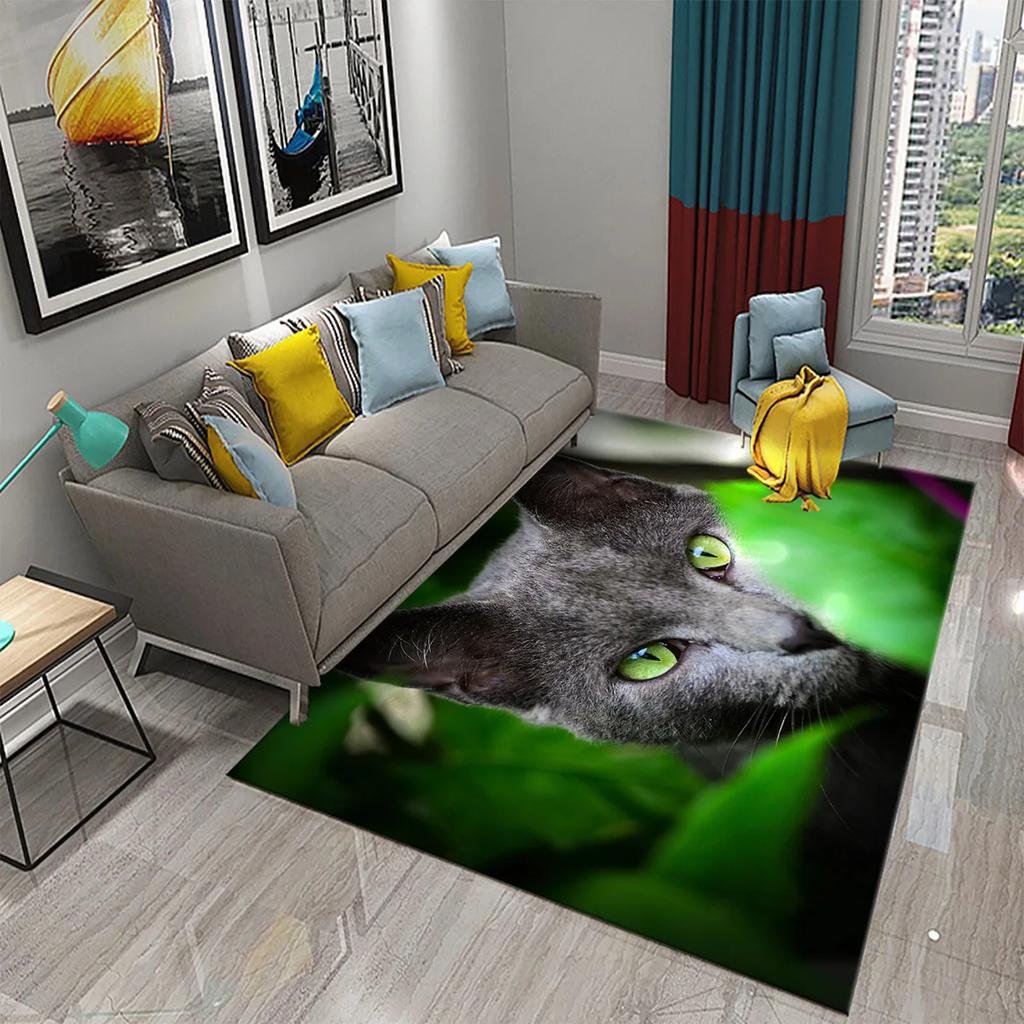 3D Animal Eyes Carpet Wild Animal Eyes Mat for Living Room Bedroom Bathroom Kitchen Floor Mat Door Mat Children Play Rest Carpet