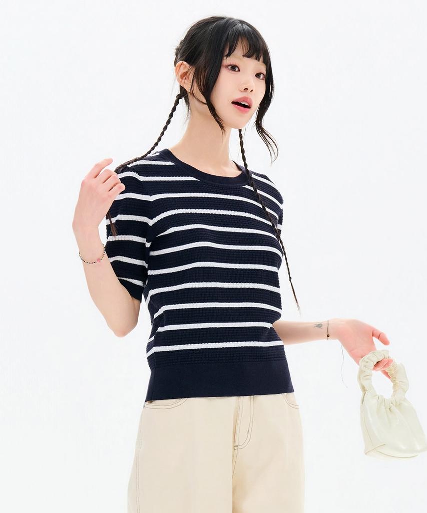 CHASECULT Women'S Striped Short Sleeve Summer Knit-Fbrg5673D04
