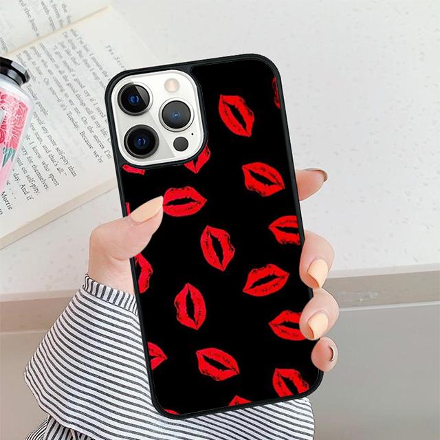 Sexy Mädchen Dame Rote Lippen Handyhülle Für iPhone 17 Air 16 15 14 plus 12 13 Pro max Weiche Stoßfängerhülle Cover coque