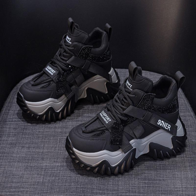 Thick-soled Dad Shoes Are Casual and Versatile, with Fleece Lining for Height-increasing Women's Shoes