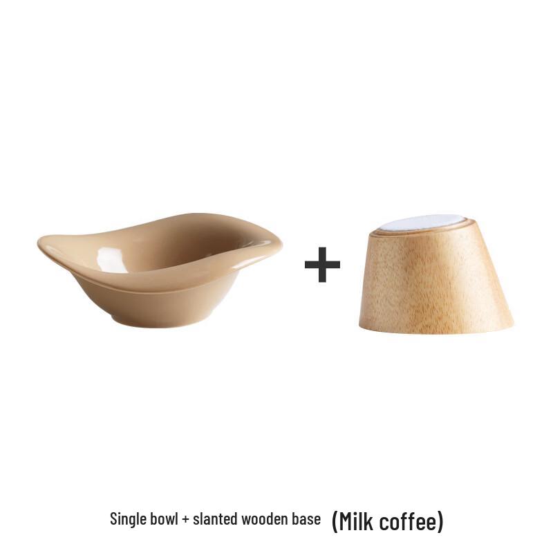 Wutuo Ceramic Bowl with Slanted Wooden Base