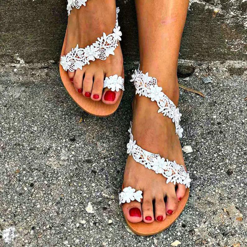 2024 Summer Floral Flat Women's Sandals - Plus Size Beach Shoes for Europe & America