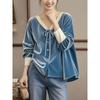 French Loose Comfortable and Fashionable Shirt Women Pull-up Long-sleeved Casual Top