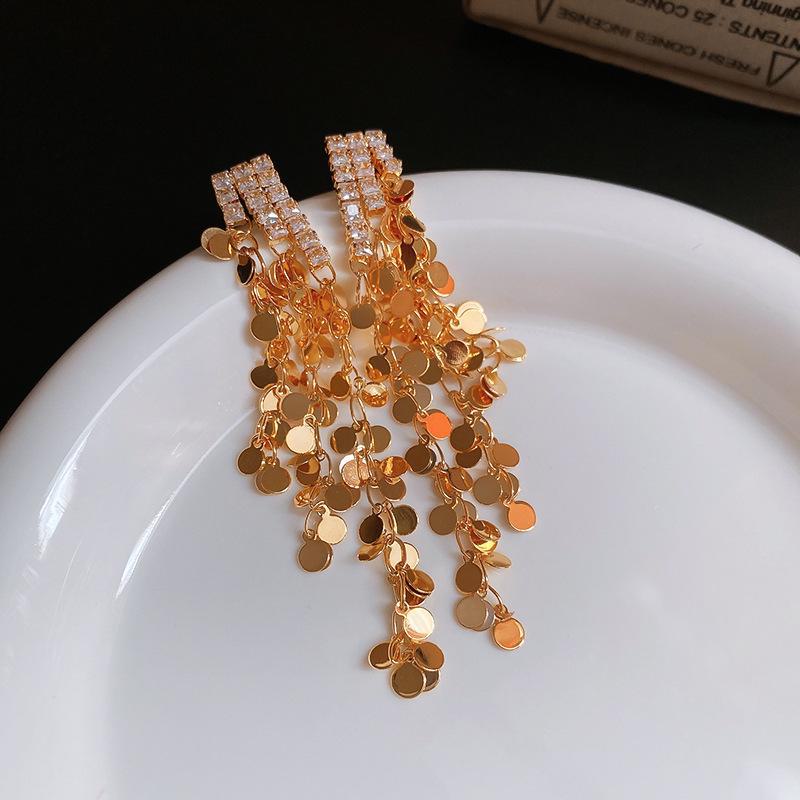 

Серьги-кисточки из позолоченного серебра с цирконием: Элегантные, роскошные серьги для женщин высшего класса — европейский и американский дизайн. Real Gold Electroplating золотой