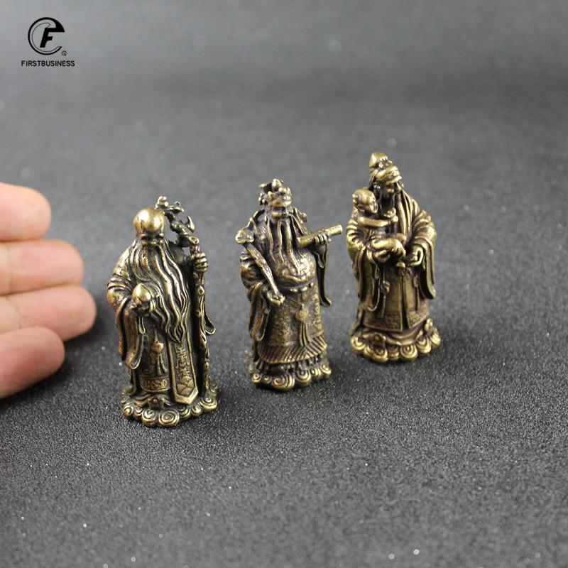 Pure Copper Fulu Shou Three Immortals Home Decorations Hollow out Lucky Star Longevity Star Antique Miscellaneous Handheld Coppe