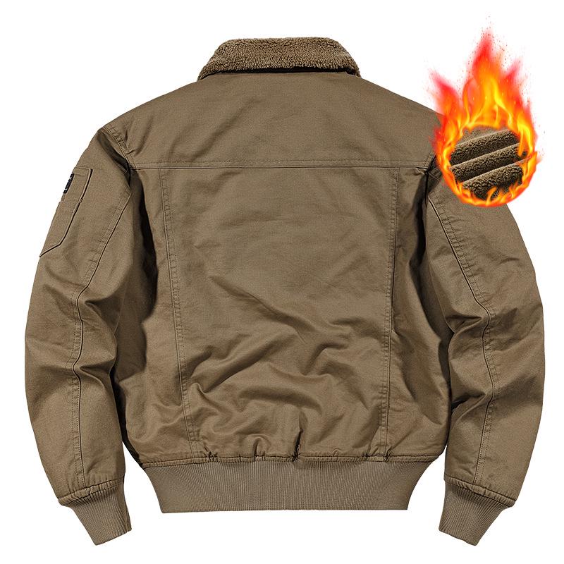 Men's Winter Fleece-Lined Bomber Jacket: High-End Fashion Outerwear for Cold Weather