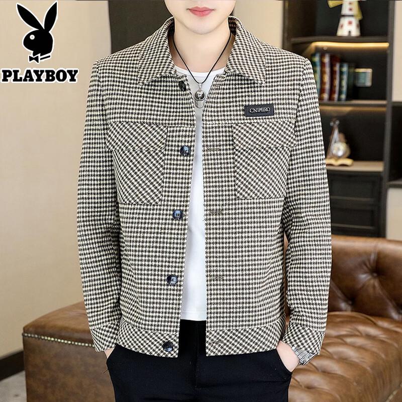 PLAYBOY Men s Casual Houndstooth Work Jacket L