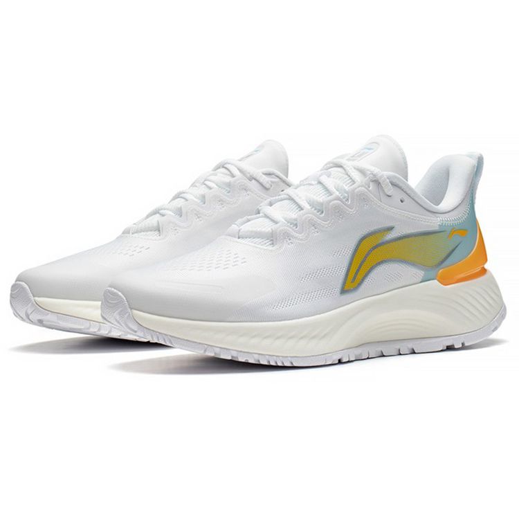 Li Ning Yue Ying Element Breathable Lightweight Low Top Running Shoes Men Sneakers White Blue Yellow ARHS007-1