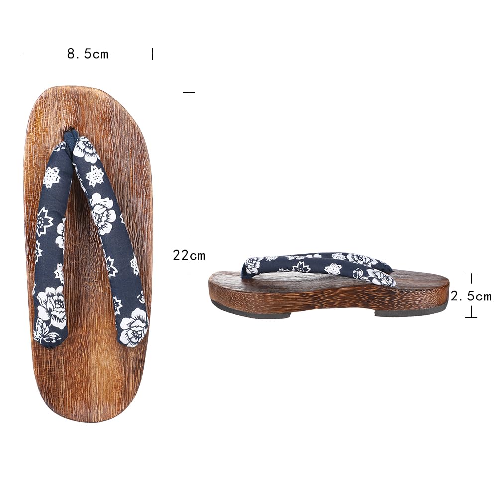 LONTG Yukata Geta Burnt Paulownia Wood with Summer Sandals for Girls and Japanese Pattern Slippers with Thick Comfortable and Comfortable for Everyday