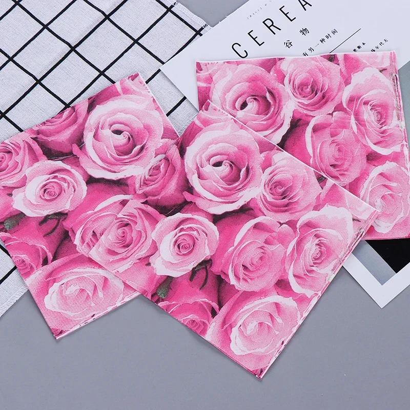 20pcs/Pac 33*33cm 2-Ply Disposable Party Napkin Floral Pattern