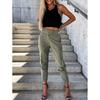 Pantaloni Casual Slim cu Talie Înaltă până la Gleznă Sexy cu Nasturi Pantaloni Street Beat Generations pentru Femei Patchwork Buzunar Pantaloni Creion Mărimi Mari