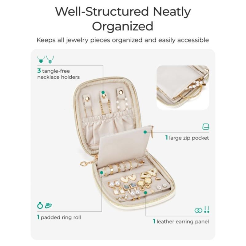 Modern PU Jewelry Box Storage Space Lid Stylish Jewelry Organizers Leather Texture for Home Decors and Daily Use