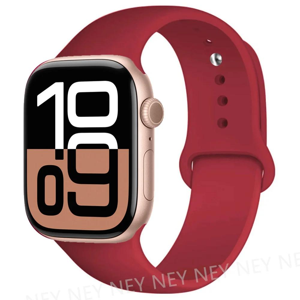 Silicone Band For Apple Watch Straps Ultra 2 49mm 45mm 44-40mm 41mm Sport Bracelet Apple Watch Series 10 42mm-46mm 8 7 6 5 SE 9