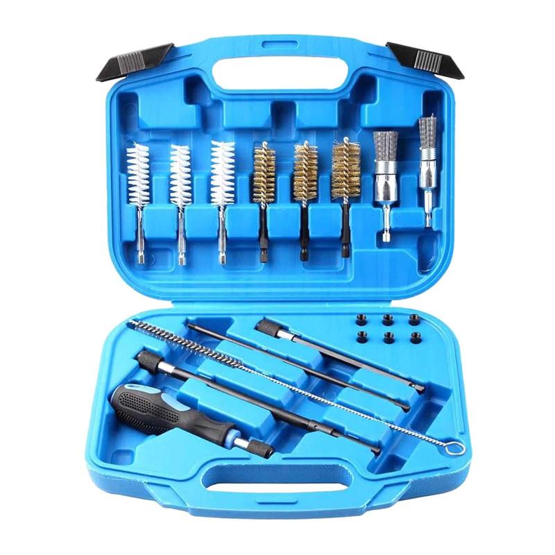 Car Fuel Injector Cleaner Set Multifunction Wire Brush Adapter Oil Nozzle Clean Set for Universal Vehicle Truck Injector Seats
