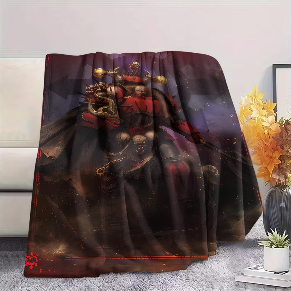 1PC Warhammer 40k Print Flannel Blanket, High Quality Comfortable for All Seasons, Home Decor, Warmth and Comfort, Perfect for Christmas Gifts