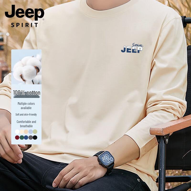 JEEP SPIRIT Men's Pure Cotton Long-Sleeve T-Shirt