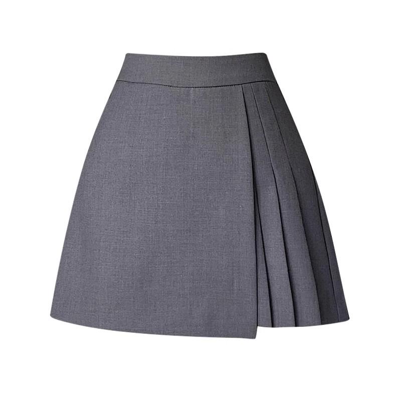 

Women s Gray High-Waisted Pleated Midi Skirt - Summer 2025 XXL (130-140 jin)