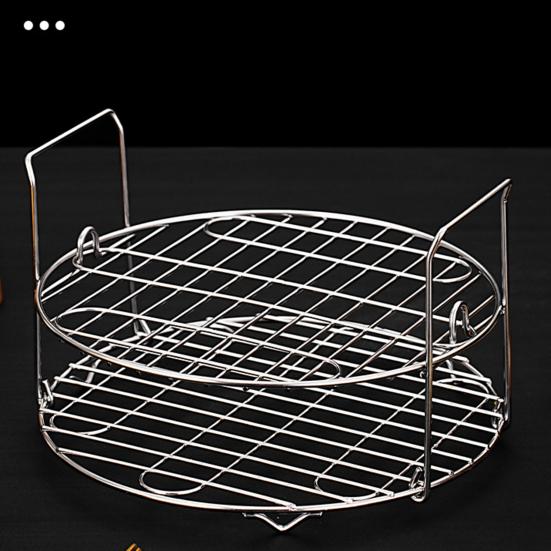 BBQ Rack Multifunctional Cooking Rack Stainless Steel BBQ Grill Polished Edges Cooking Rack Double Baking Tray