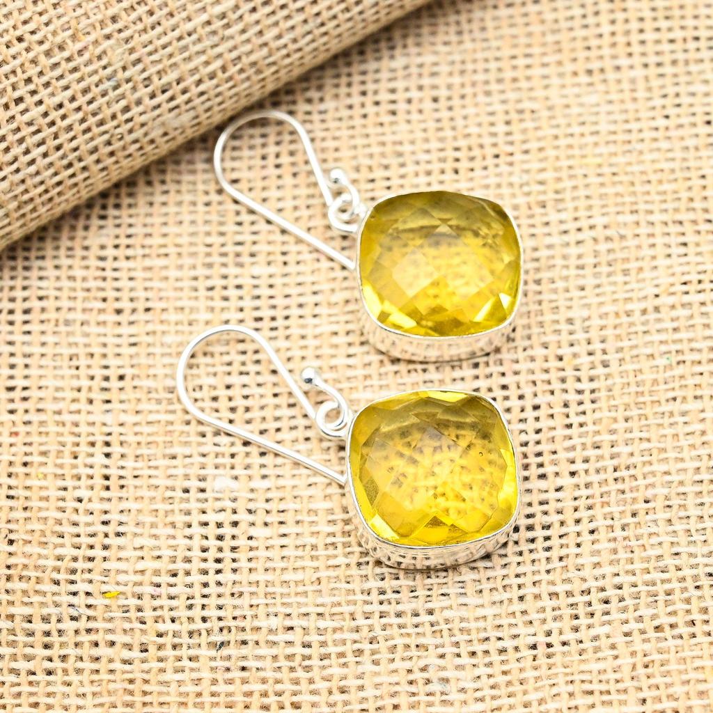 Citrine Gemstone Handmade 925 Solid Sterling Silver Jewelry Pretty Handmade Earrings