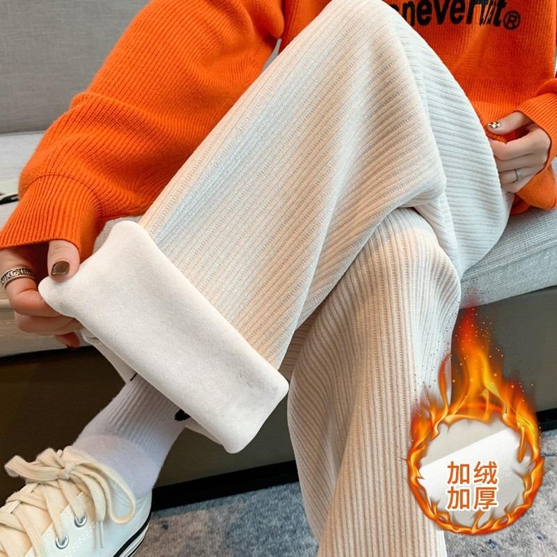 Corduroy wide-leg pants women's autumn and winter thickened high waist drape loose and thin casual pants straight mopping European cotton velvet pants