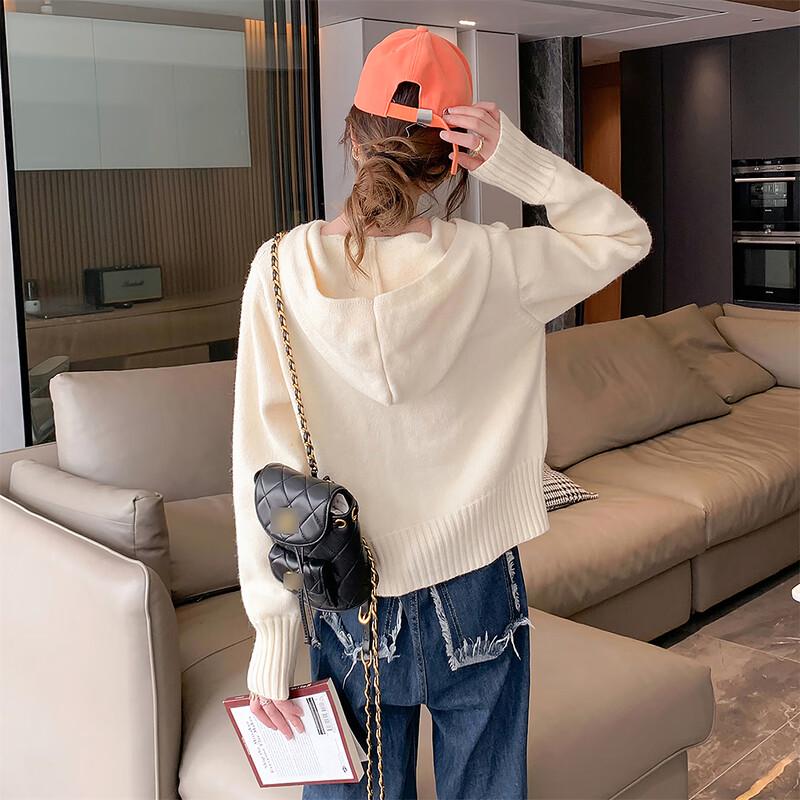 TonLion 2025 Fall/Winter Women's Full-Zip Hooded Cardigan