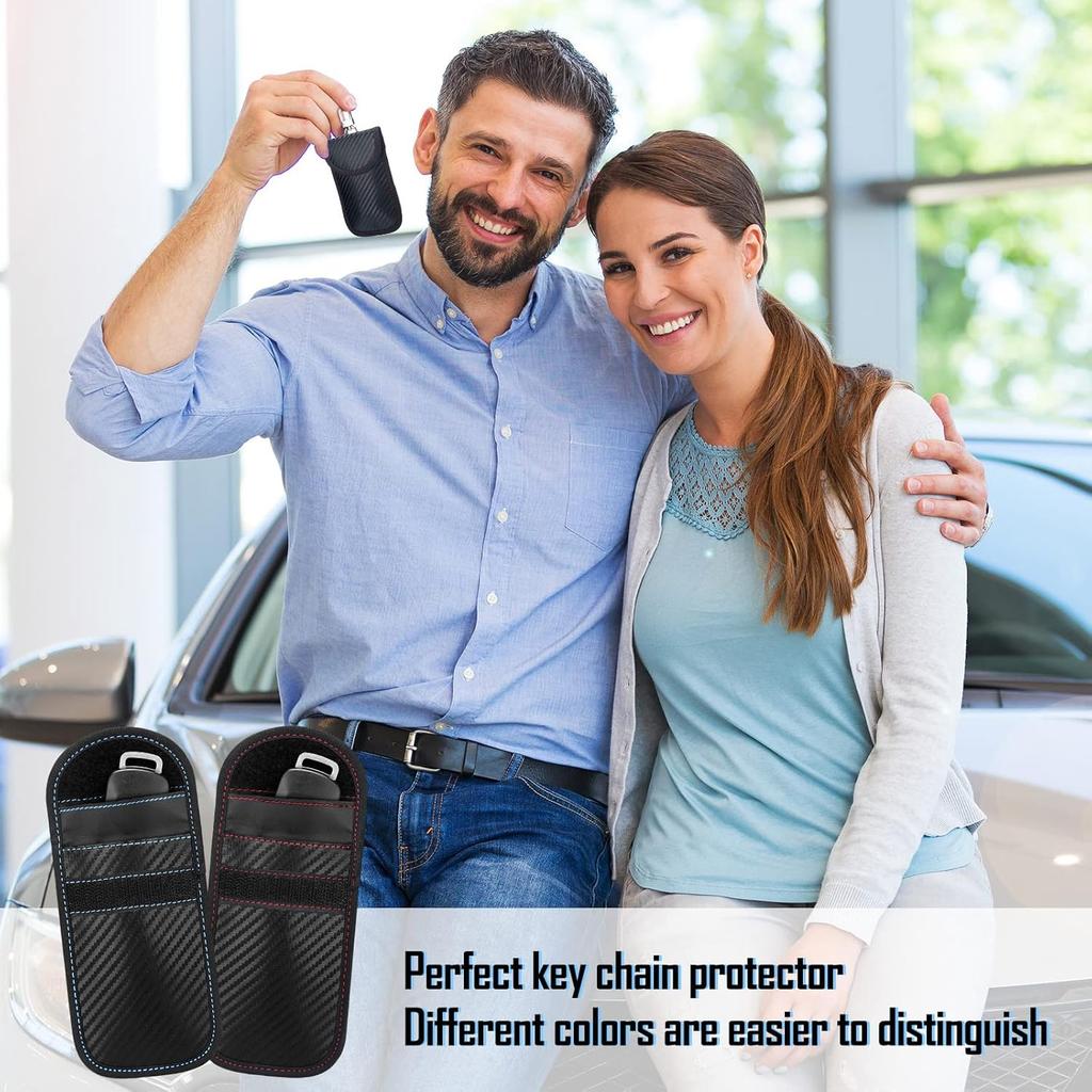 Tallew Faraday Bag For Key Protectors Fob 4 Pcs, Faraday Cage Protector, Car RFID Signal Key Fob Protector, Double Layers