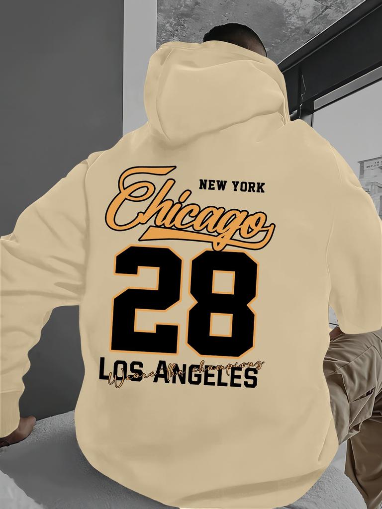 Men's casual versatile hooded sweatshirt, street style simple print, autumn and winter outdoor fitness hoodie