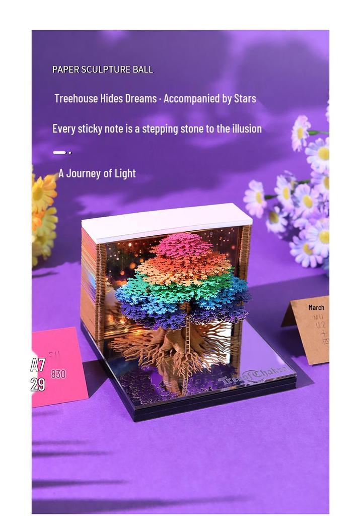 Tree of Life 3D Paper Carving Calendar and Sticky Notes Desk Ornament