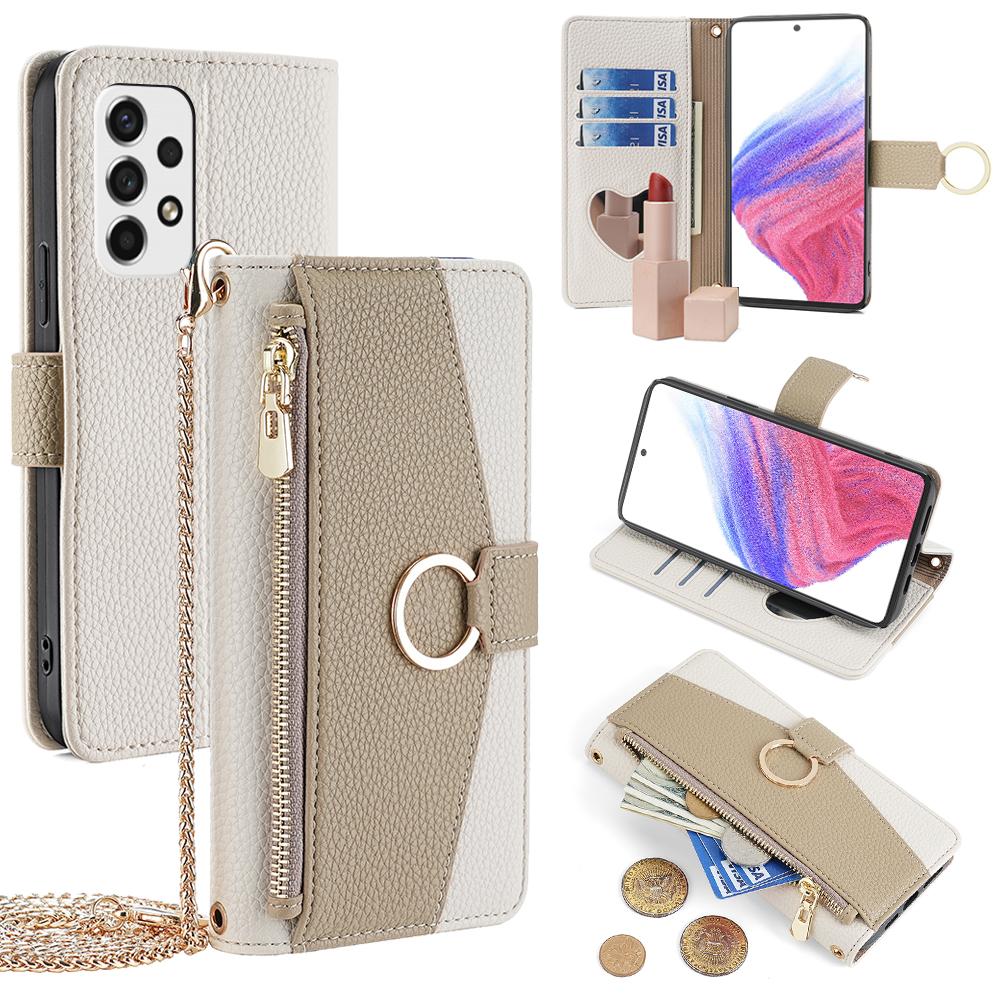For Samsung Galaxy A53 5G Case Wallet Crossbody Phone Bag with Zipper Pocket