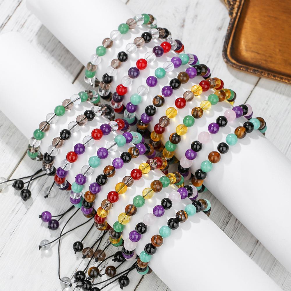 Natural Stone Woven Hand Rope Combination, Colorful Versatile Adjustable Handmade Crystal Beaded Bracelet