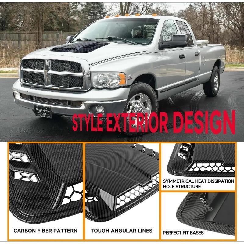 Automotive Universal Hood Scoop and Vents Compatible with Dodge Ram 1500 2500 Ford F250 F350 Jeep Wrangler for Trucks