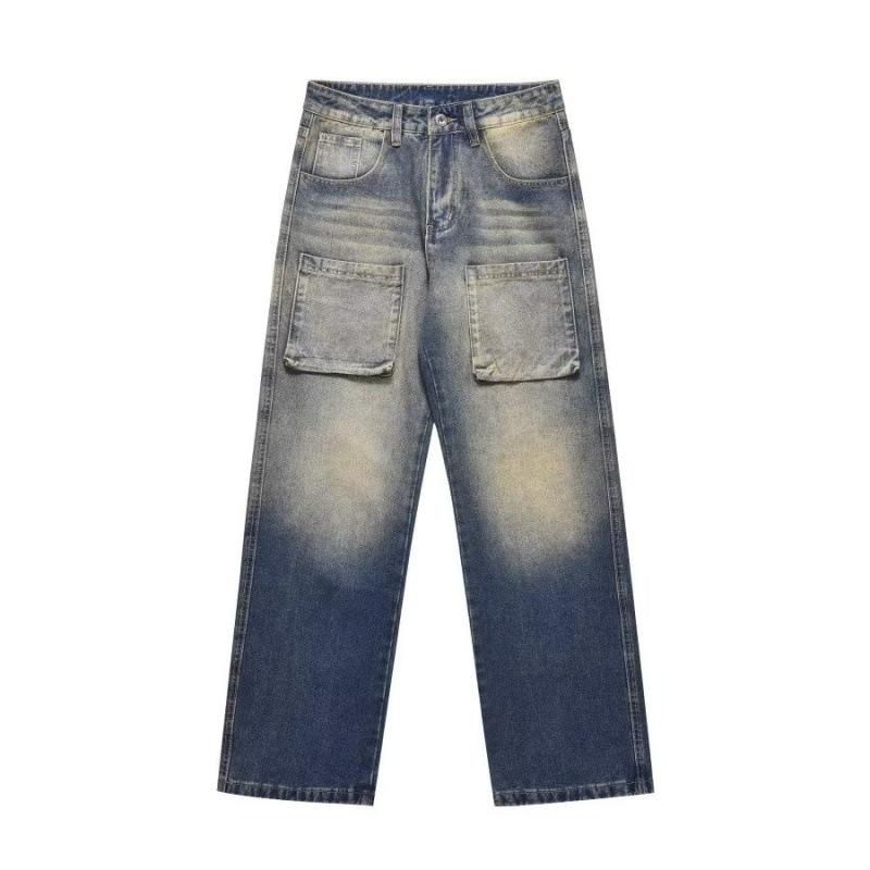JYL Men s Cargo Pants Multi-Pocket Spring Vintage American High-Street Denim S бездна