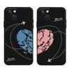Love Heart Paired Phone Case For iPhone 16 15 12 13 11 14 Pro Max Mini XS XR SE 14 Plus Plane Aircraft Matte Couple Cover Fundas
