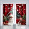 2pcs - Christmas curtains   holiday Christmas snowflake polyester printed curtains   home decoration   room decoration