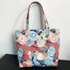 Floral Print Portable Polyester Hand Carry Lunch Tote Bag