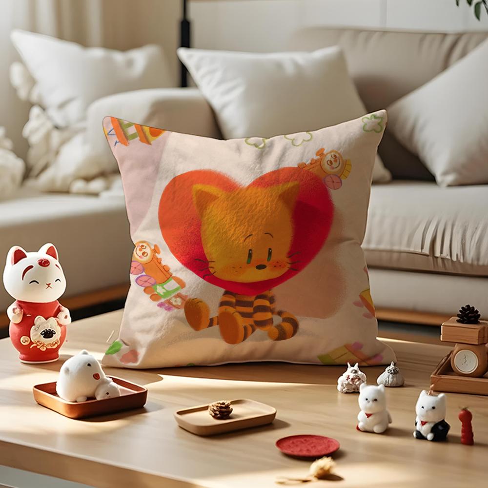 DOG MAN Anime Cushion Cover Anti-dustmite Pillowcase Invisible Zipper Silky Short Plush Sofa Cushion Cover