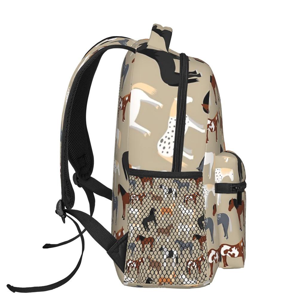 Horse Breeds Pattern Backpack Hot Sale Daypack Large Capacity Kids BookBag School Bag Shoulder Bags for Men Women