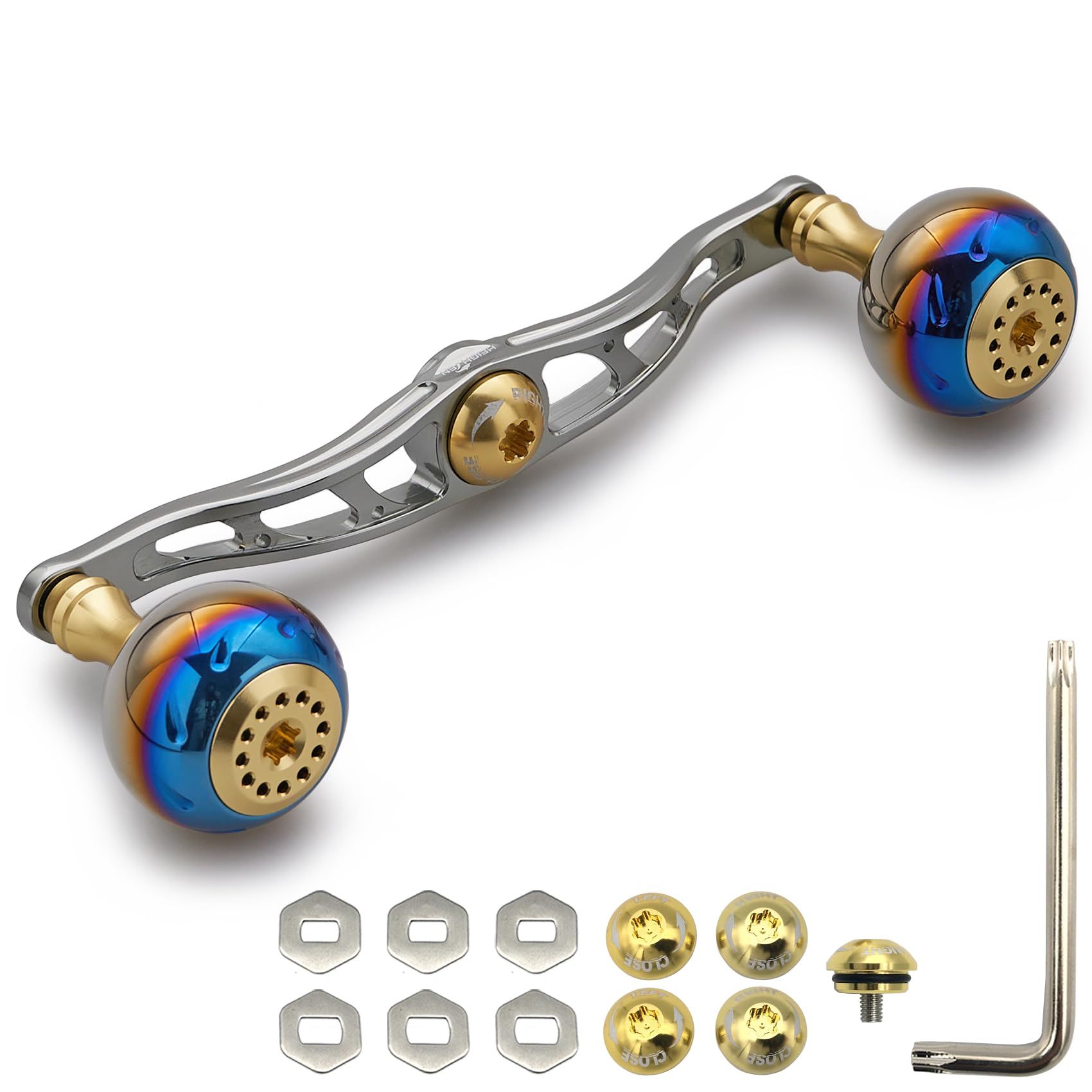 

HEIGHTEN Reel Handle Shimano Daiwa Abu Garcia Universal Baitcasting Reel Aurora Series 130/115mm (Gold & Gunmetal, 120mm) (813)