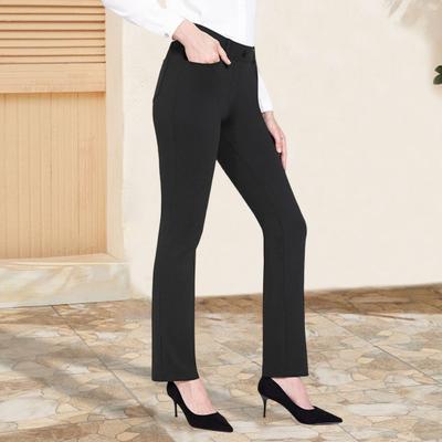 Yousheng Women Office Pants Elastic High Waist Solid Color Trousers with Pockets Light Flared Fit Office Casual Pants