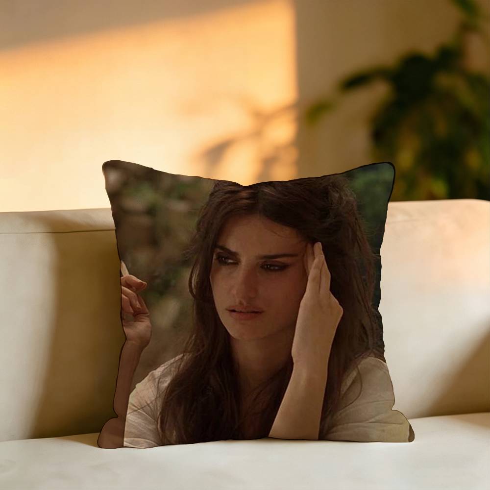 Popular Actress Penelope Cruz Sanchez Pillow Case Square DoubleSided Sofa Cushion Cover Bedroom Bedside Pillow