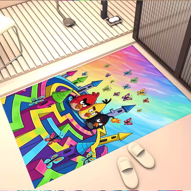Angry Birds Print Rug, Washable Floor Carpet, For Entryway Dorm Laundry Room Office Study, Home Decor Birthday Christmas Gift