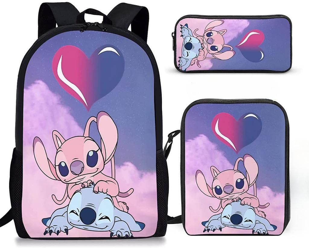 Stitch Backpack Cartoon Set With Lightweight Breathable For Students Elementary