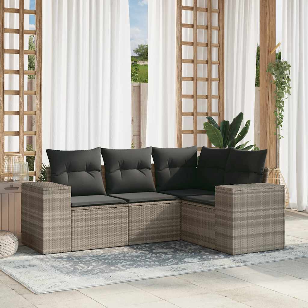 Vidaxl 4-Cz. Set da Giardino, Cuscini, Grigio Chiaro