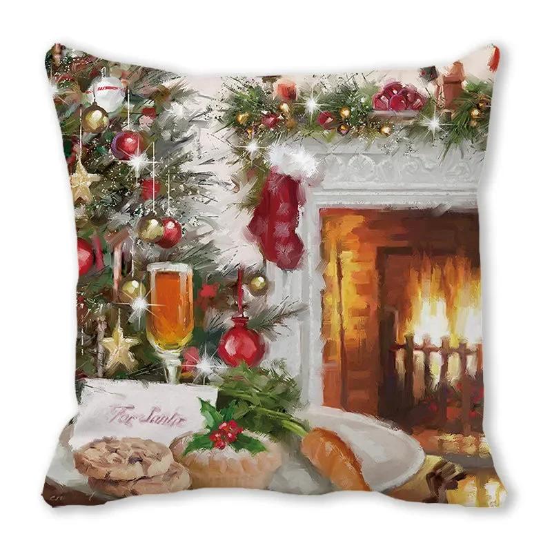Merry Christmas Pillow Case Sofa Cushion Covers Xmas Party Decorative Pillowcases Happy New Year 2024 Navidad  Gifts