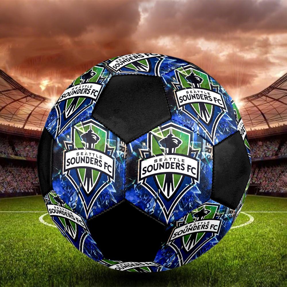 FC Seattle Sounders Soccer Ball, Colorful, Suitable for All Ages, Machine-stitched, PVC Material, Competition Grade, Durable and High Bounce